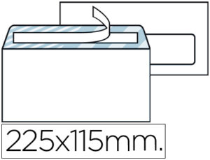 Sobre liderpapel n.4 blanco americano ventana derecha 115x225mm tira silicona open system caja de 500 unidades