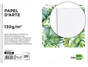 Bloc dibujo liderpapel artistico espiral 460x325mm 20 hojas 130g m2 sin recuadro perforado