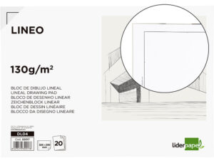 Bloc dibujo liderpapel lineal encolado 230x325mm 20 hojas 130g/m2 con recuadro