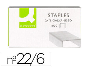 Grapas q-connect nº 22/6 24/6 galvanizadas caja de 1000 unidades