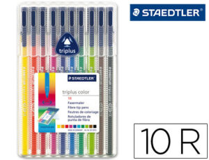 Rotulador staedtler triplus color 323 estuche de 10 unidades colores surtidos