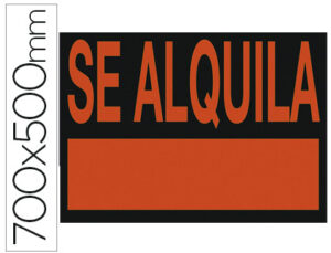 Cartel plastico “se alquila”” rojo fluorescente 700×500 mm”