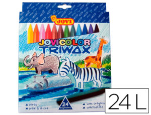 Lapices cera jovicolor triangular triwax 24 unidades colores surtidos