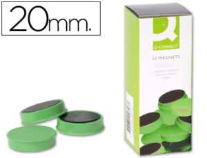 Iman para sujecion q-connect ideal para pizarras magneticas20 mm verde caja de 10 unidades