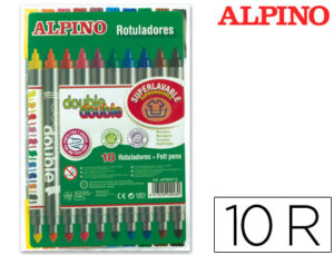 Rotulador alpino double double punta gruesa y punta fina caja de 10+2 colores surtidos