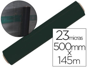 Film extensible q-connect manual ancho 500 mm largo 145 mt espesor 23 micras negro