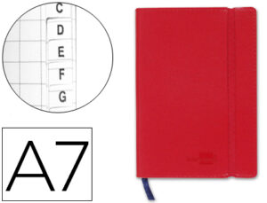 Libreta indice liderpapel similpiel a7 120 hojas 70g/m2 color rojo