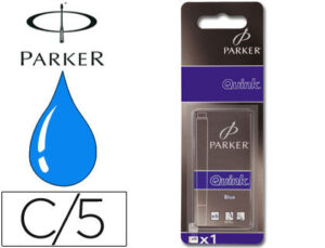 Tinta estilografica parker azul real caja de 5 cartuchos