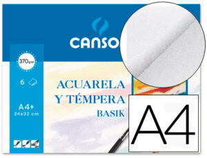 Papel acuarela basik canson din a4+ 370 gr pack de 6 hojas