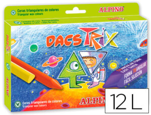 Lapices cera dacstrix triangul caja de 12 colores