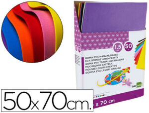 Goma eva liderpapel expositor de 50 planchasx10 colores surtidos 50×70 cm 1,5 mm espesor