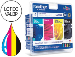 Ink-jet brother lc-1100valbp /m/y/c pack 4 colores 450 pagbk 325 pag m/y/c