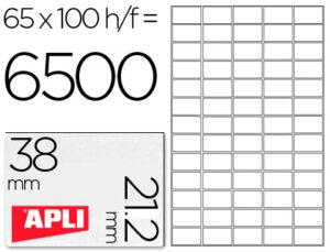 Etiqueta adhesiva apli 1283 tamaño 38×21.2mm para fotocopiadora laser ink-jet caja con 100 hojas din a4