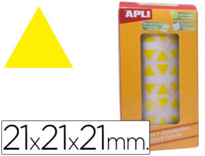 Gomets autoadhesivos triangulares 21x21x21mm amarillo rollo de 2832 unidades