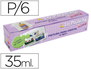 Pintura laca cristal la pajarita kids 35 ml caja de 6 unidades colores surtidos + pincel