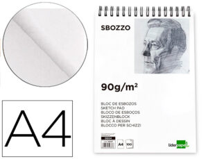 Bloc dibujo liderpapel esbozos espiral din a4 210x297mm 100 hojas 90g/m2 sin recuadro