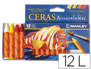 Lapices cera manley acuarelable caja de 12 unidades colores surtidos