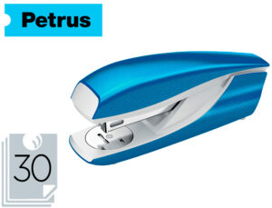 Grapadora petrus mod 635 wow azul metalizada capacidad 30 hojas