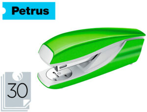 Grapadora petrus mod 635 wow verde metalizada capacidad 30 hojas