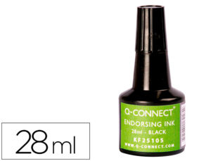 Tinta tampon q-connect negro bote 28 ml