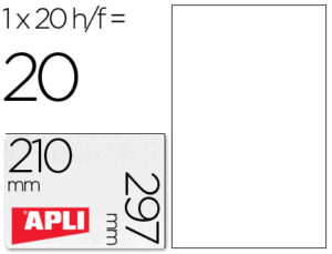 Etiqueta adhesiva apli translucidas 1225 tamaño 210×297 mm – fotocopiadora -laser caja con 20 etiquetas