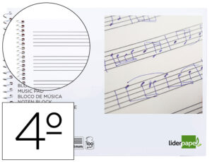 Bloc musica liderpapel pentagrama 4mm cuarto 20 hojas 100g/m2