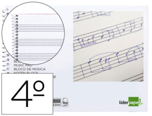 Bloc musica liderpapel combi pentagrama cuadriculado 2,5mm cuarto 20 hojas 100g/m2