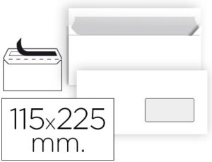 Sobre liderpapel n 4 blanco americano ventana derecha 115×225 mm tira de silicona paquete de 25 unidades