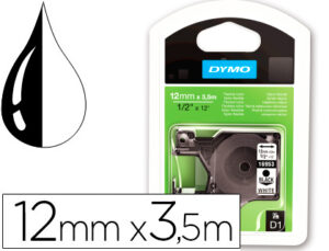 Cinta dymo negro blanco 12mm x3,5 mt d1 nylon