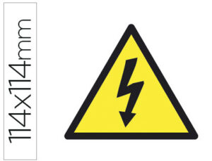 Etiqueta adhesiva apli de señalizacion simbolo alta tension 114×114 mm