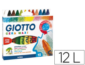 Lapices cera giotto maxi caja de 12 colores surtidos