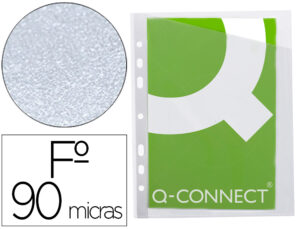 Funda q-connect corte oblicuo 290×195 mm cristal 4 taladros pvc 90 mc caja de 100 unidades