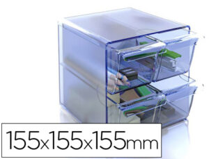 Archicubo archivo 2000 4 cajones organizador modular plastico azul transparente 190x150x150 mm