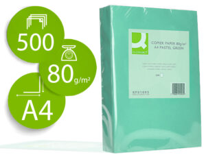 Papel color q-connect din a4 80 gr verde paquete de 500 hojas