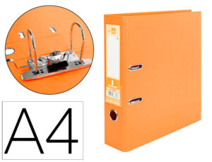 Archivador de palanca liderpapel a4 documenta forrado pvc con rado lomo 75mmnaranja compresor metalico