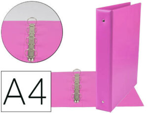 Carpeta de 4 anillas 40 mm mixtas liderpapel a4 carton forrado pvc fucsia