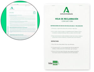 Libro liderpapel hojas de reclamaciones junta de andalucia din a4 25 juegos original + 2 copias