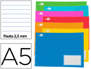 Libreta liderpapel smart a5 apaisada 32h 60g/m2 pauta 2,5 mm con margen