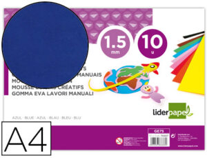 Goma eva liderpapel din a4 60g/m2 espesor 1,5mm azul paquete de 10 hojas