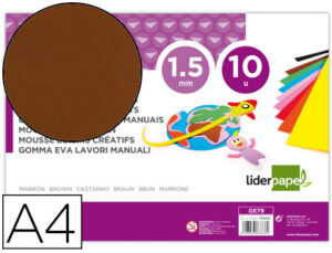 Goma eva liderpapel din a4 60g/m2 espesor 1,5mm marron paquete de 10 hojas