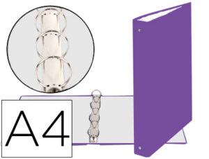 Carpeta de 4 anillas 30mm redondas exacompta din a4 carton forrado morado