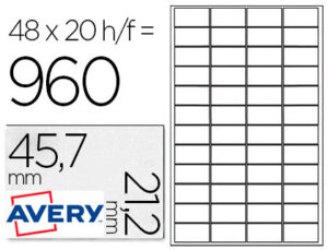 Etiqueta adhesiva resistente avery poliester plata 1,2 mm 45,7×21,2 mm laser pack de 960unidades