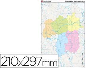 Mapa mudo color din a4 castilla-la mancha politico