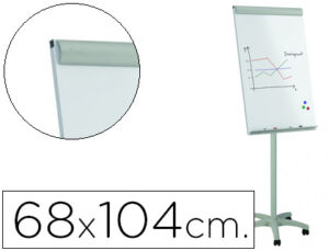 Pizarra blanca rocada para conferencias metalica lacada magnetica con ruedas 68×104 cm