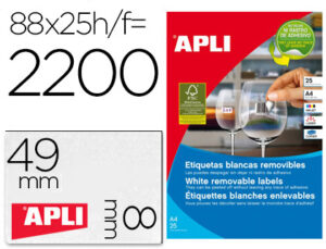 Etiqueta adhesiva apli removible 10314 especial joyeria 45×8 mm fotocopiadora laser ink-jet caja con 25