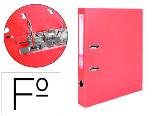 Archivador de palanca liderpapel folio documenta forrado pvc con rado lomo 52 mm rojo compresor metalico