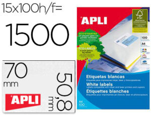 Etiqueta adhesiva apli 1295 tamaño 70×50,8 mm fotocopiadora laser ink-jet caja con 100 hojas din a4