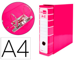 Archivador de palanca liderpap el a4 filing system forrado sin rado lomo 80mm rosa con caja y compresor metalico