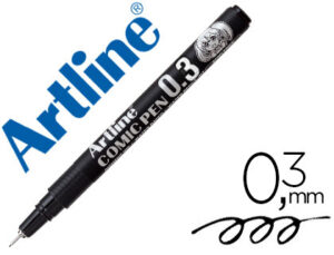 Rotulador artline calibrado micrometrico negro comic pen ek-283 punta poliacetal 0,3 mm resistente al agua