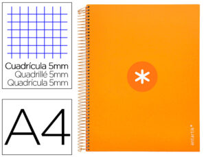 Cuaderno espiral liderpapel a4 micro antartik tapa forrada120h 100 gr cuadro 5mm 5 banda4 taladros color mostaza